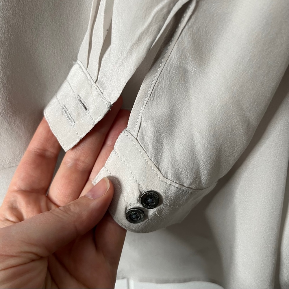 Poetry Gray Silk Blouse Long Sleeve Layered Button Front Women's 16 - Picture 9 of 9
